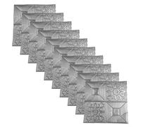 3D Self Adhesived Wall Sticker Set Soft XPE Foam Tile Stone Brick Effect Panels, 350 X 350 Mm, 10-Piece Home Decor For Kitchen, Bedroom Living Room(Gray)
