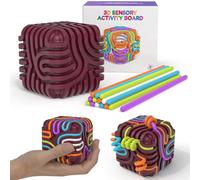 3D Sensory Stress Activity Board, New Advanced 8x8 Silicone Textured Cube Sensory Fidget Toys for Adults Toddler, Multi-Sensory Push and Peel Cube for Calming Stress Anxiety ADHD & Autism (Red)