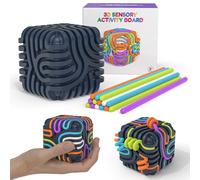 3D Sensory Stress Activity Board, New Advanced 8x8 Silicone Textured Cube Sensory Fidget Toys for Adults Toddler, Multi-Sensory Push and Peel Cube for Calming Stress Anxiety ADHD & Autism (Blue)