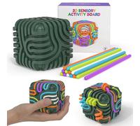 3D Sensory Stress Activity Board, New Advanced 8x8 Silicone Textured Cube Sensory Fidget Toys for Adults Toddler, Multi-Sensory Push and Peel Cube for Calming Stress Anxiety ADHD & Autism (Green)