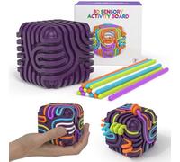 3D Sensory Stress Activity Board, New Advanced 8x8 Silicone Textured Cube Sensory Fidget Toys for Adults Toddler, Multi-Sensory Push and Peel Cube for Calming Stress Anxiety ADHD & Autism (Purple)