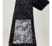 3D Sequin Net Lace Fabric 91x125cm Embroidered Dress(Black)