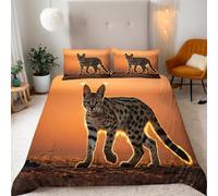3D Serval Cat Duvet Cover Set Super King Size Teens Adults African Animals Super King Bedding Quilt Cover Sets Serval Pattern Printed Ultra Soft 3pcs Bedroom Comforter Covers with Zipper a.4571