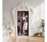 3D Sexy Woman Cartoon Door Sticker Self-Adhesive 90X200 cm, Sexy Nude Girl Door Stickers Poster Removable Vinyl Wallpaper Poster for Interior Bedroom Decor