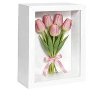 3D Shadow Box, 15.2 x 20.3cm Shadow Box Frame Deep Picture Frame, 3D Picture Frame, Wooden Deep Frame Display Box for Crafts Memorabilia Flower Tickets Medal 3 CM (White)