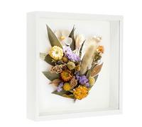 3D Shadow Box, 25 x 25 cm Picture Frame, Deep Box Photo Frame Deep Frames Display Boxs Wooden Deep Boxs Square Photo Frames for Medal Flower & Crafts Display(White)
