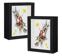 3D Shadow Box, 2PCS 3D Picture Frame, 20x25cm Picture Frame Wooden Deep Box, 3D Picture Frame Display Case with Acrylic Plate for Crafts Anniversary Wedding Graduation(Black3 cm Inner Depth)