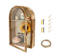3D Shadow Box, 38x22x8cm Wood Arch Shape Shadow Box Frame, Vintage Deep Picture Frame, Memorabilia Memory Boxs With Removable Shelf for Wall Desktop Fireplace Mantel