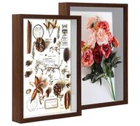 3D Shadow Box Frame 2 Pack - A4 Deep Display Box for Wall & Tabletop, Wooden Picture Frame for Photos, Crafts, Memorabilia, Tickets, Flowers