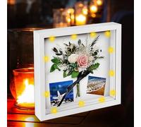 3D Shadow Box Frame , 20 x20 White Picture Frame Wooden Deep Box Display Personalised Photo Frames with String Lights, Display Shadow Box for Christmas Decorations, Crafts, Anniversary, Wedding