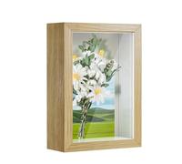 3D Shadow Box Frame 4x6 inch, Picture Frame with Glass for Crafts, 3cm Deep Box Frame Display Cases for Memorabilia, Baby Items, Wedding Memories, Medal, Tickets & Photos Display - Natural Wood