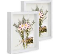 3D Shadow Box Frame 6x8 inch, 2 Pack Picture Frame with Glass for Crafts, 3cm Deep Box Frame Display Cases Desktop or Wall Hanging for Photos, Crafts, Souvenir, Baby Items - White