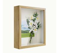 3D Shadow Box Frame 6x8 inch, Picture Frame with Glass for Crafts, 3cm Deep Box Frame Display Cases for Memorabilia, Baby Items, Wedding Memories, Medal, Tickets & Photos Display - Natural Wood