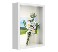 3D Shadow Box Frame 6x8 inch, Picture Frame with Glass for Crafts, 3cm Deep Box Frame Display Cases for Memorabilia, Baby Items, Wedding Memories, Medal, Tickets & Photos Display - White