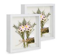 Anhow 2pcs Shadow Box Frame 6x6 Inch, 3D Box Frames with Glass for Crafts 1.2 Inch Deep Picture Frames Box Display for Photos, Crafts, Souvenir, Baby Items - White