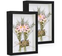 3D Shadow Box Frame A4, 2 Pack Picture Frame with Glass for Crafts, 3cm Deep Box Frame Display Cases Desktop or Wall Hanging for Photos, Crafts, Souvenir, Baby Items - Black