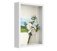 3D Shadow Box Frame A4, Picture Frame with Glass for Crafts, 3cm Deep Box Frame Display Cases for Memorabilia, Baby Items, Wedding Memories, Medal, Tickets & Photos Display - White
