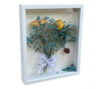 3D Shadow Box Frame for Preserving Cherished Wedding Memories and Floral Arrangements (White)