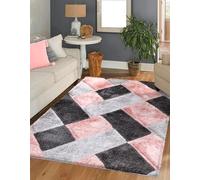 3D Shaggy Rugs Modern Geometric Design Large Area Rugs for Living Room Bedroom Thick Fluffy Floor Mats Small Door Mat (Pink, 200 x 290 cm)