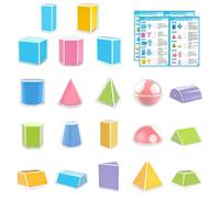 3D Shape Set - 20 STEM Educational Tools, Geometrical Manipulation Learning Kit, Math Shape Blocks, Colorful Plastic Figures | Home School, Learning