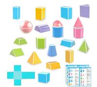 3D Shapes for Teaching - 20-Piece STEM Educational Learning Perspective - School Geometric Math Shapes | for Education Learning Play Activity Kids Teacher Students Parents School Home