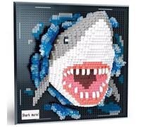 3D Shark Animal Wall Art Micro Mini Building Blocks Set for Adults, No Compatible with Lego, Unique Table Display & Home Wall Decor, Creative Toy Gift for Chritsmas Birthday (2166 PCS)