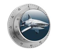 3D Shark Fish Mechanical Kitchen Timer for Cooking 60 Min with Magnetic Backing Loud Alarm,Stainless Steel Wind Up Countdown Timer Cute Egg Timers for Cooking Studying Gaming Classroom Office Gym