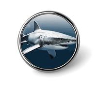 3D Shark Fish Round Aluminum Alloy Pin Badge Lapel Pin