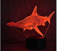 3D Shark Night Light, Firstone 7 Colors Hammerhead Shark Optical Illusion Lamps Touch Sensor Lamp Atmosphere Night Light with Acrylic Flat & ABS Base & USB Charger for Home Décor Birthday Xmas Gifts