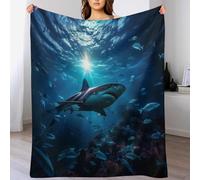 3D Shark Plush Bed Blanket, Fleece Blanket for Kids Teen Young Boys Girls, Anti Pilling Throw Blanket Modern Fashion Throw Bedroom Decor Plush Sofa Couch Blanket（130×150cm）