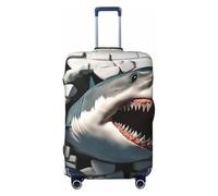 3D Sharks Break Through Walls Elastic Travel Luggage Cover Suitcase Protector, Print Suitcase Baggage Cover Anti-Scratch