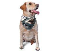 3d Sharks Break Through Walls Printed Graphic Pet Triangle Scarf For Dogs & Cats, Adjustable Cute Pet Bandana For & Photo Shoots