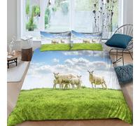 3D Sheep Bedding Set Savanna Animals Duvet Cover Microfiber Quilt Cover with Zipeer Closure and 2xPillowcases 50x75cm for Kids Teens Adults (Double 200x200cm) b.2836