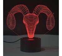 3D Sheep Horns Night Light USB Touch Switch Decor Table Desk Optical Illusion Lamps 7 Color Changing Lights LED Table Lamp Xmas Home Love Brithday Children Kids Decor Toy Gift