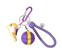 3D Shoe Key Chain with Mini Basketball & Lanyard, Stylish Sneaker Keychain for Basketball Fans Gift for Kids Men and Women (Yellow)