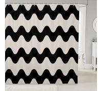 3D Shower Curtain Abstract Ripple Stripes 180 x 180 cm Black Geometric Shower Curtains Anti Mould Washable Quick-Drying Bath Curtain for Bathroom Wet Room A/1603