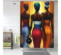 3D Shower Curtain African Woman 90 x 180 cm Beautiful Woman Shower Curtains Anti Mould Washable Quick-Drying Bathroom Curtains for Bathroom Wet Room A.2026