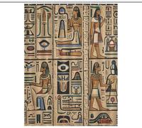 3D Shower Curtain Ancient Egyptian Style 150 x 180 cm Hieroglyphs Shower Curtains Anti Mould Washable Quick-Drying Bath Curtain for Bathroom Wet Room A.39