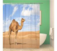 3D Shower Curtain Camel 90 x 180 cm Desert Landscape Shower Curtains Anti Mould Washable Quick-Drying Bathroom Curtains for Bathroom Wet Room A/7846