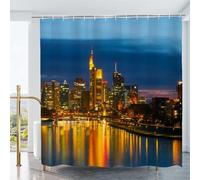 3D Shower Curtain Cityscape 180 x 180 cm Architecture Shower Curtains Anti Mould Washable Quick-Drying Bath Curtain for Bathroom Wet Room A/4330