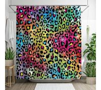 3D Shower Curtain Colorful Leopard Print 200 x 200 cm African Animal Shower Curtains Anti Mould Washable Quick-Drying Bathroom Curtains for Bathroom Wet Room A/397
