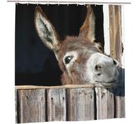 3D Shower Curtain Donkey 90 x 180 cm Farmhouse Farm Animal Shower Curtains Anti Mould Washable Quick-Drying Bathroom Curtains for Bathroom Wet Room A-6905