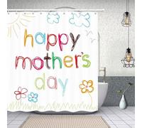 3D Shower Curtain Mother's Day Theme 180 x 180 cm Cartoon Shower Curtains Anti Mould Washable Quick-Drying Bath Curtain for Bathroom Wet Room A/3124