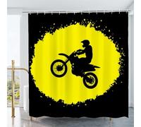 3D Shower Curtain Motocross 180 x 200 cm Extreme Sports Shower Curtains Anti Mould Washable Quick-Drying Bathroom Curtains for Bathroom Wet Room A/3035