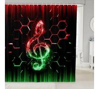 3D Shower Curtain Music 90 x 180 cm Musical Notes Shower Curtains Anti Mould Washable Quick-Drying Bathroom Curtains for Bathroom Wet Room A/2581