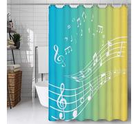 3D Shower Curtain Music Notes 200 x 220 cm Gradient Shower Curtains Anti Mould Washable Quick-Drying Bathroom Curtains for Bathroom Wet Room A/2200