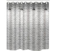 3D Shower Curtain Retro Background 200 x 200 cm White Brick Wall Shower Curtains Anti Mould Washable Quick-Drying Bathroom Curtains for Bathroom Wet Room A.2220