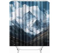 3D Shower Curtain Snow Mountain Scenery 90 x 180 cm Natural Landscape Shower Curtains Anti Mould Washable Quick-Drying Bathroom Curtains for Bathroom Wet Room A/1057