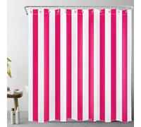 3D Shower Curtain Stripes 150 x 180 cm Rose Red and White Shower Curtains Anti Mould Washable Quick-Drying Bath Curtain for Bathroom Wet Room A/2970