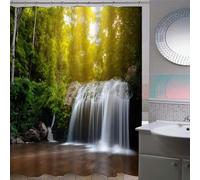 3D Shower Curtain Waterfall 90 x 180 cm Natural Landscape Shower Curtains Anti Mould Washable Quick-Drying Bathroom Curtains for Bathroom Wet Room A/7702